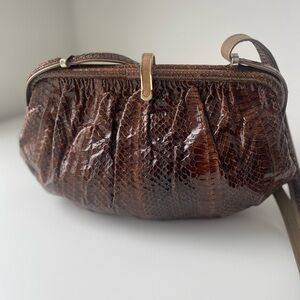 Vintage 1980’s Elegant Brown Snakeskin Clutch